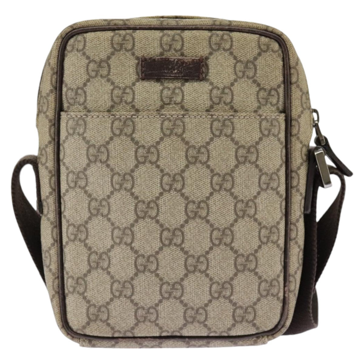 GUCCI GG Supreme Shoulder Bag PVC Beige Silver 122754 ep6381