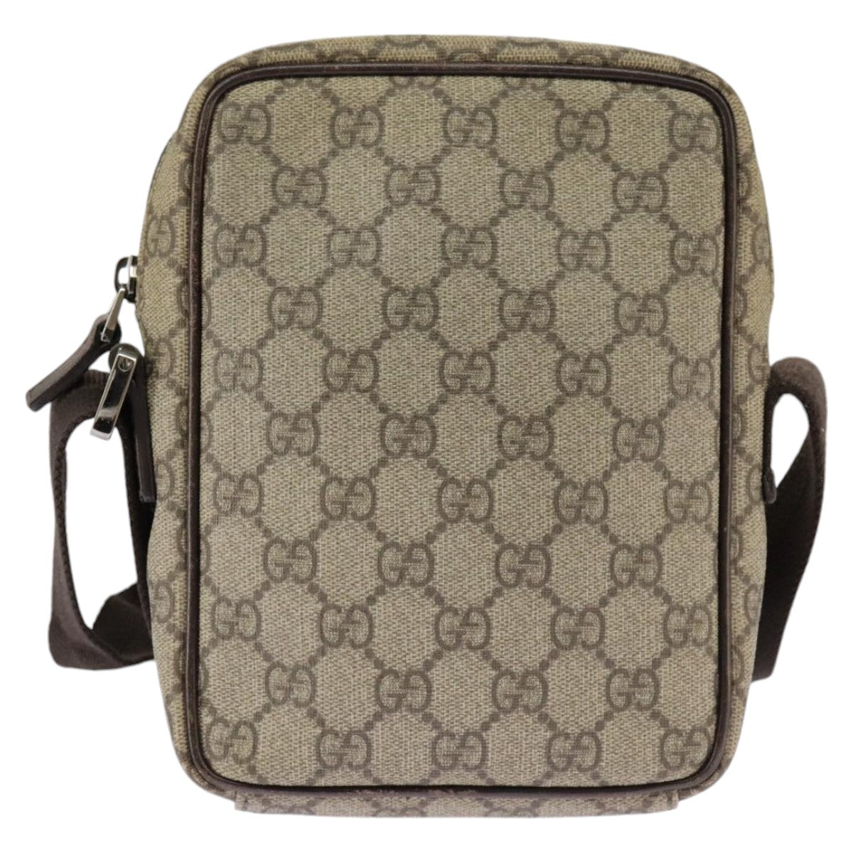 GUCCI GG Supreme Shoulder Bag PVC Beige Silver 122754 ep6381