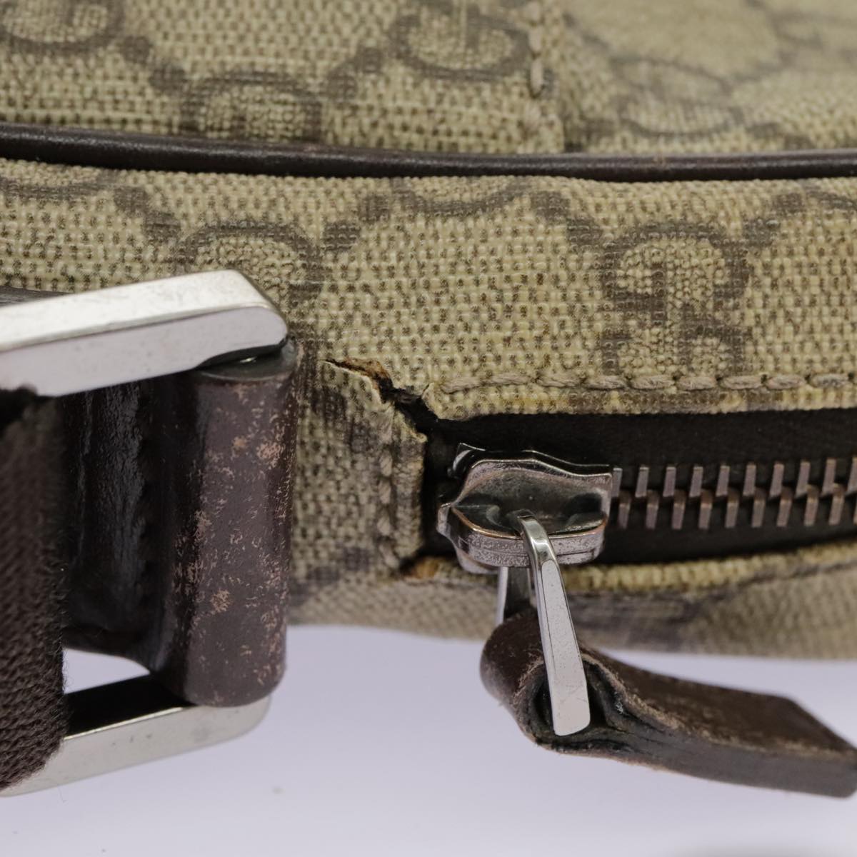 GUCCI GG Supreme Shoulder Bag PVC Beige Silver 122754 ep6381