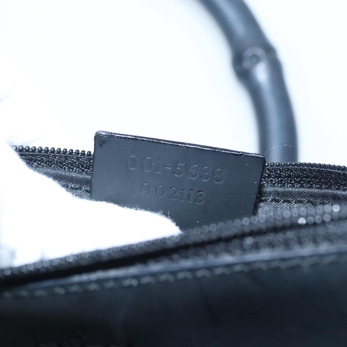 GUCCI Bamboo Mesh Hand Bag Nylon Black 001 5638 ep6383