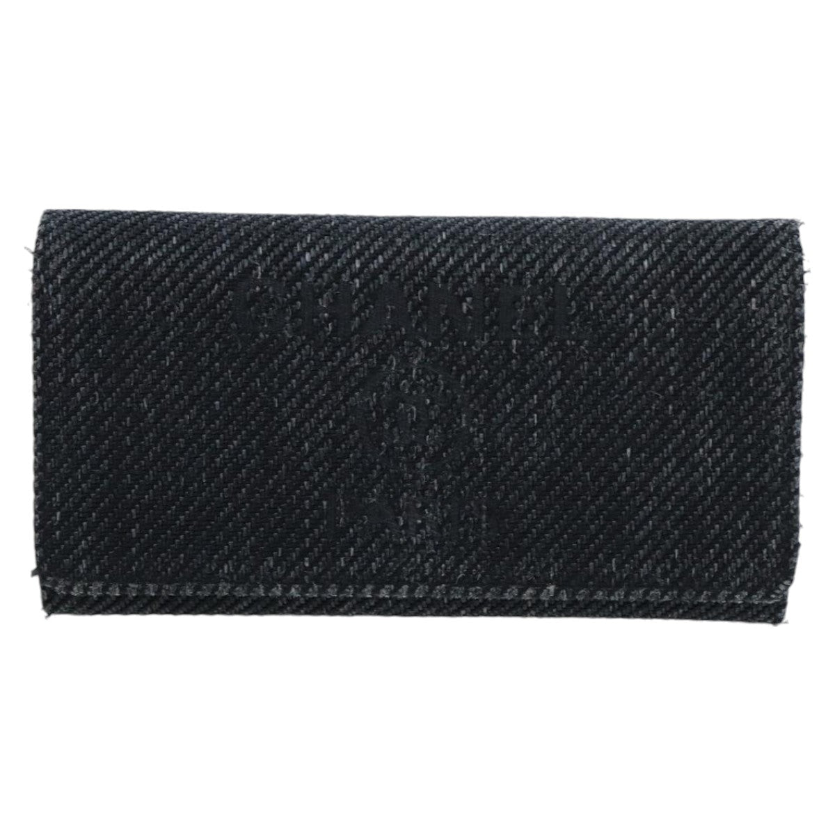 CHANEL Deauville line Long Wallet Canvas Navy Gold CC ep6417