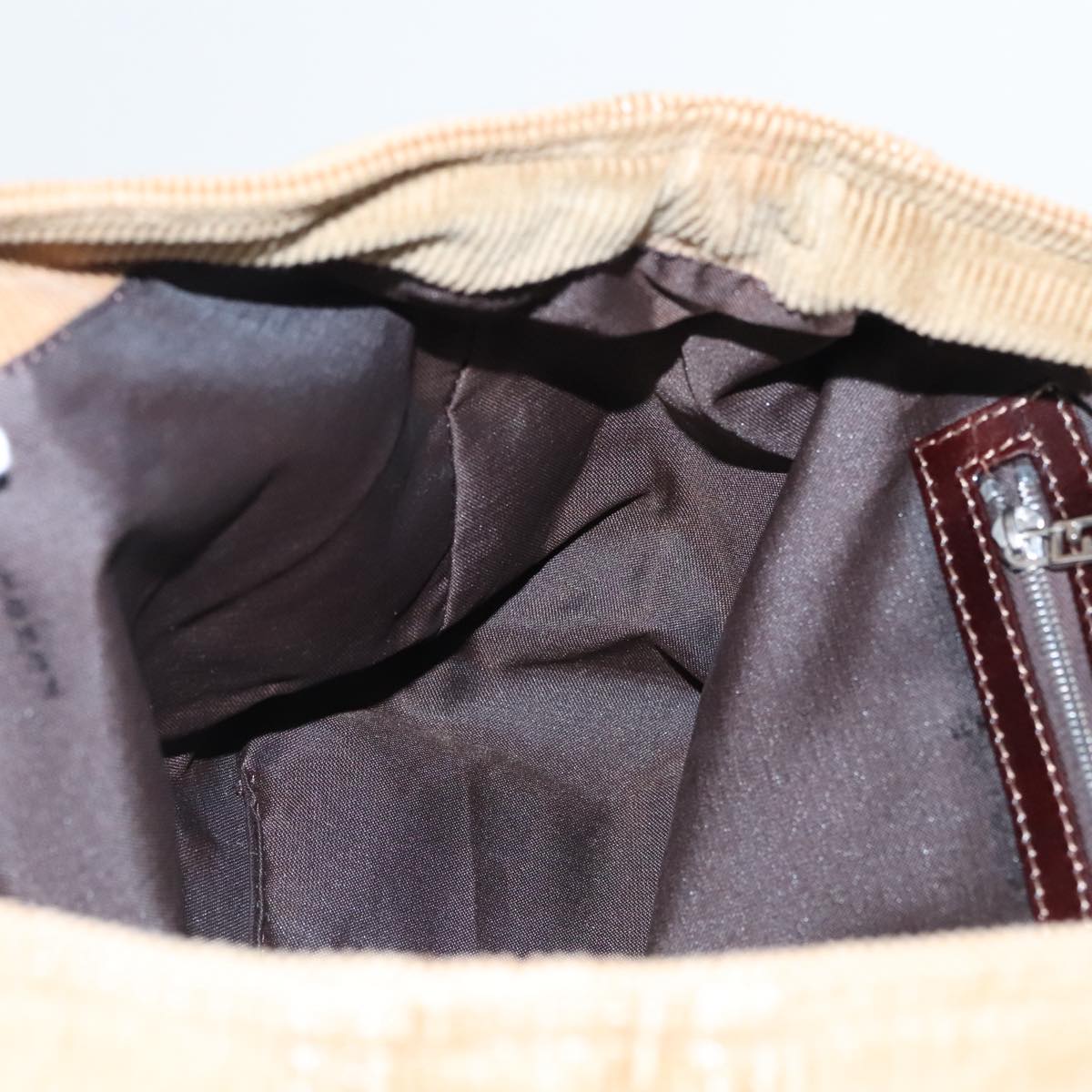 FENDI Hand Bag Corduroy Brown Silver ep6446