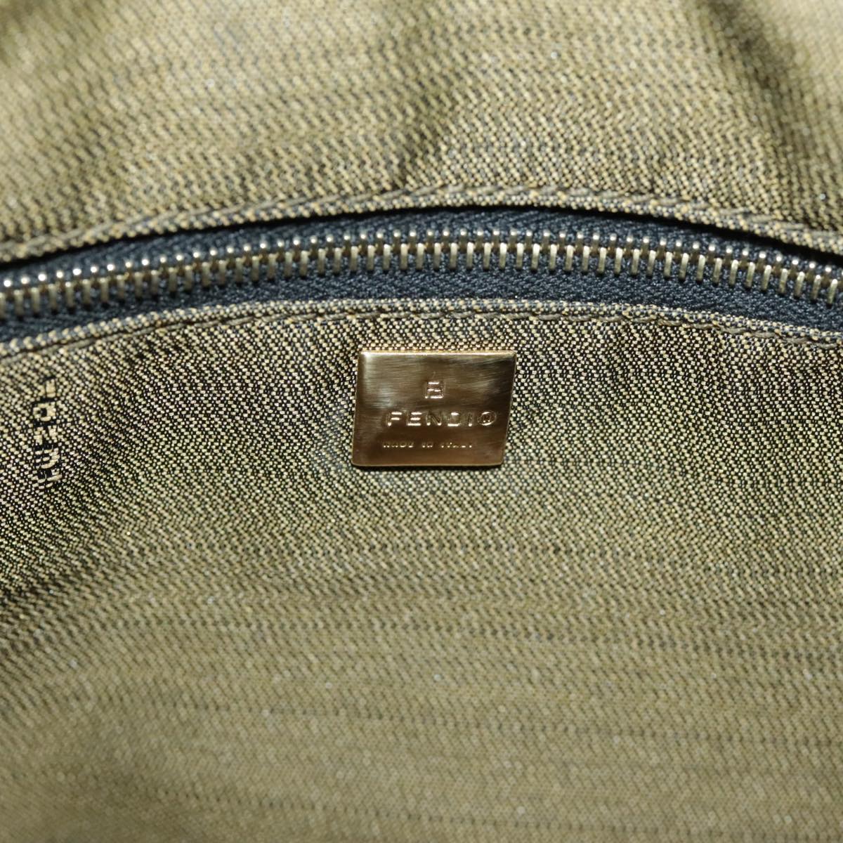 FENDI Zucca Canvas Hand Bag Brown Black gold ep6483