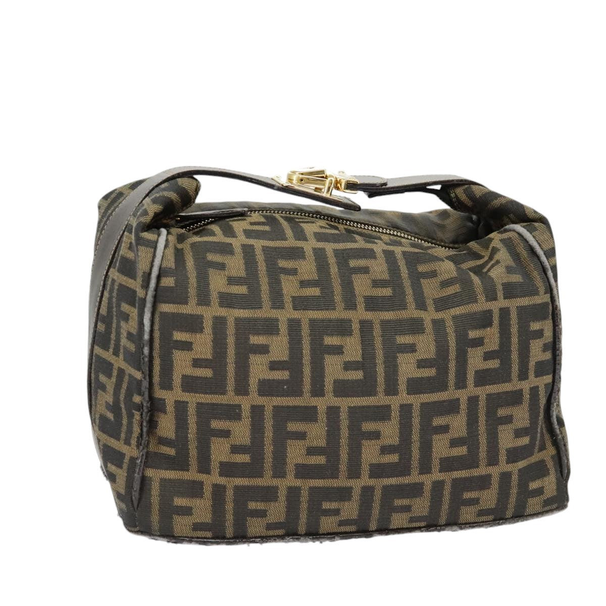 FENDI Zucca Canvas Hand Bag Brown Black gold ep6483