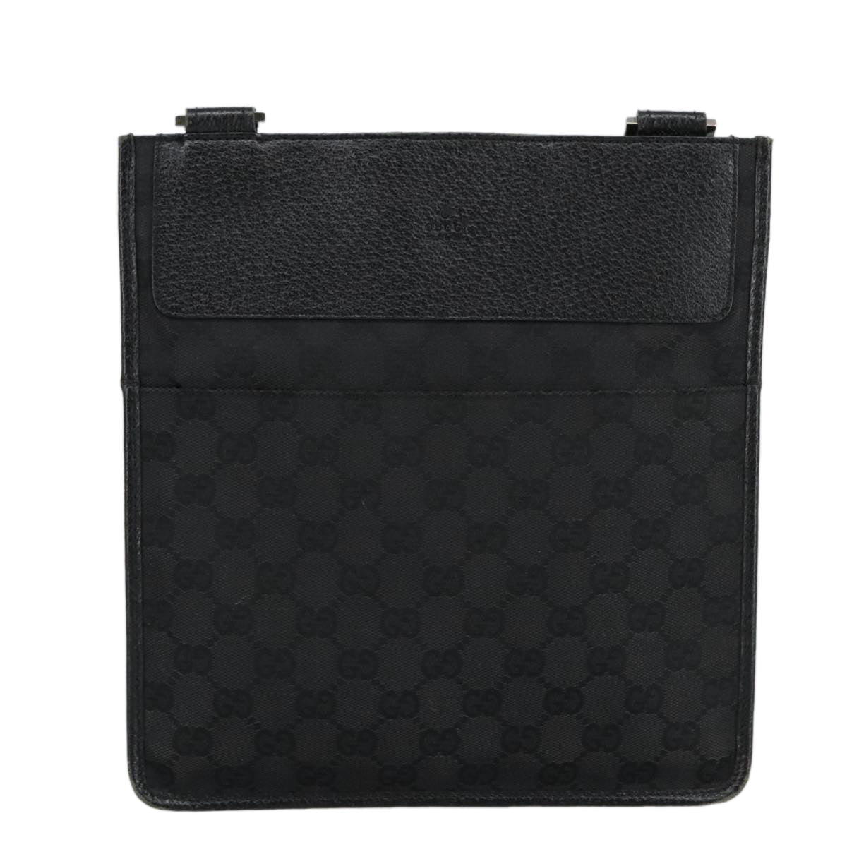 GUCCI GG Canvas Shoulder Bag Black Silver 27639 ep6499