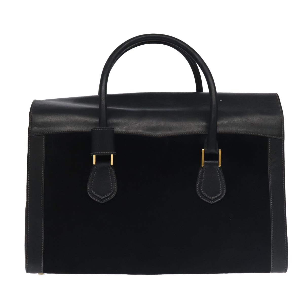 GUCCI Boston Bag Leather Suede Navy ep6503