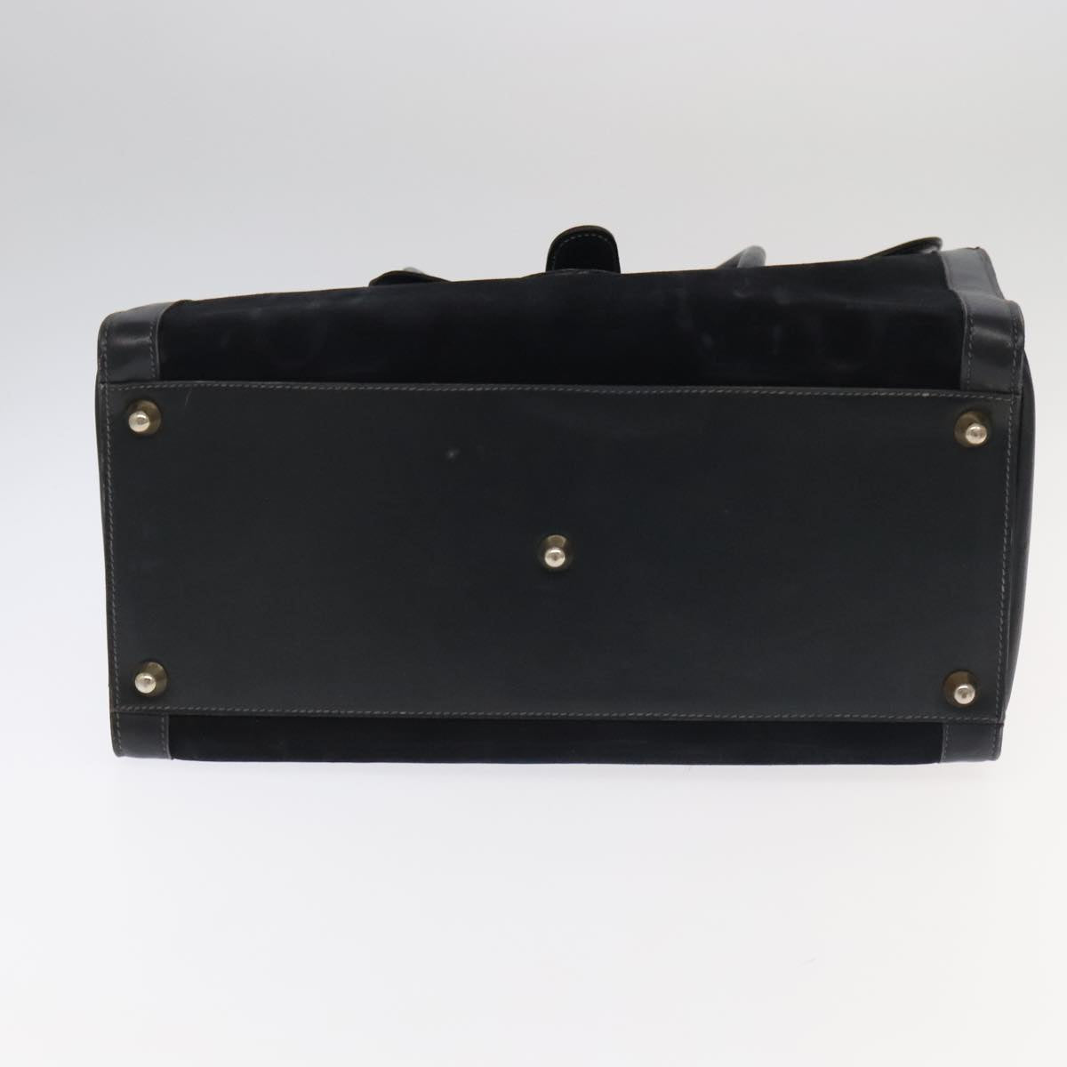 GUCCI Boston Bag Leather Suede Navy ep6503