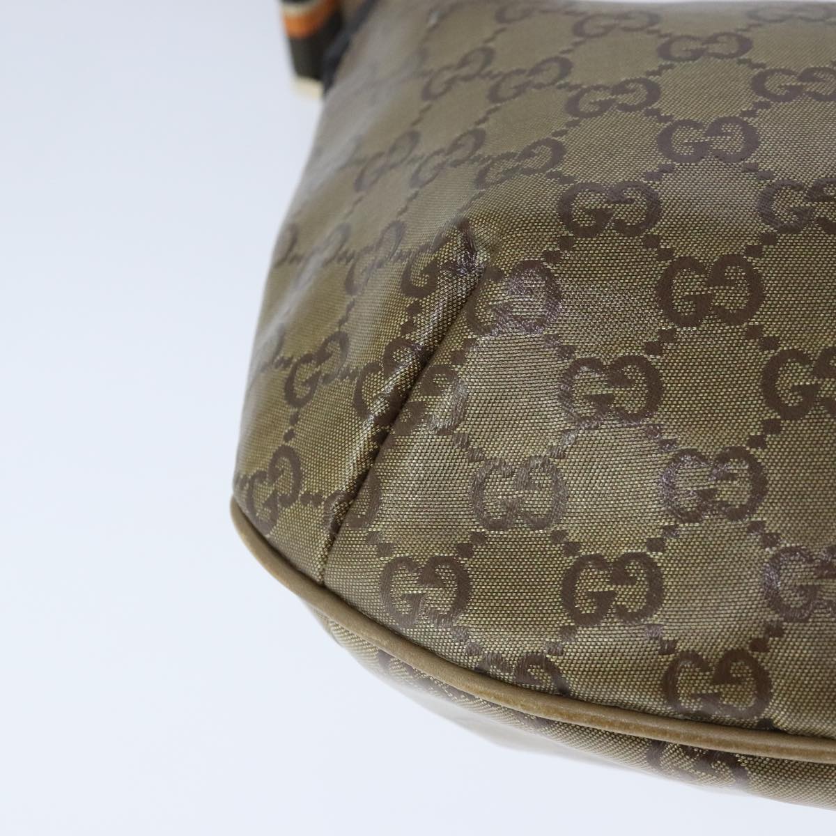 GUCCI GG Crystal Sherry Line Bag Coated Canvas Gold Tone 181092 ep6508