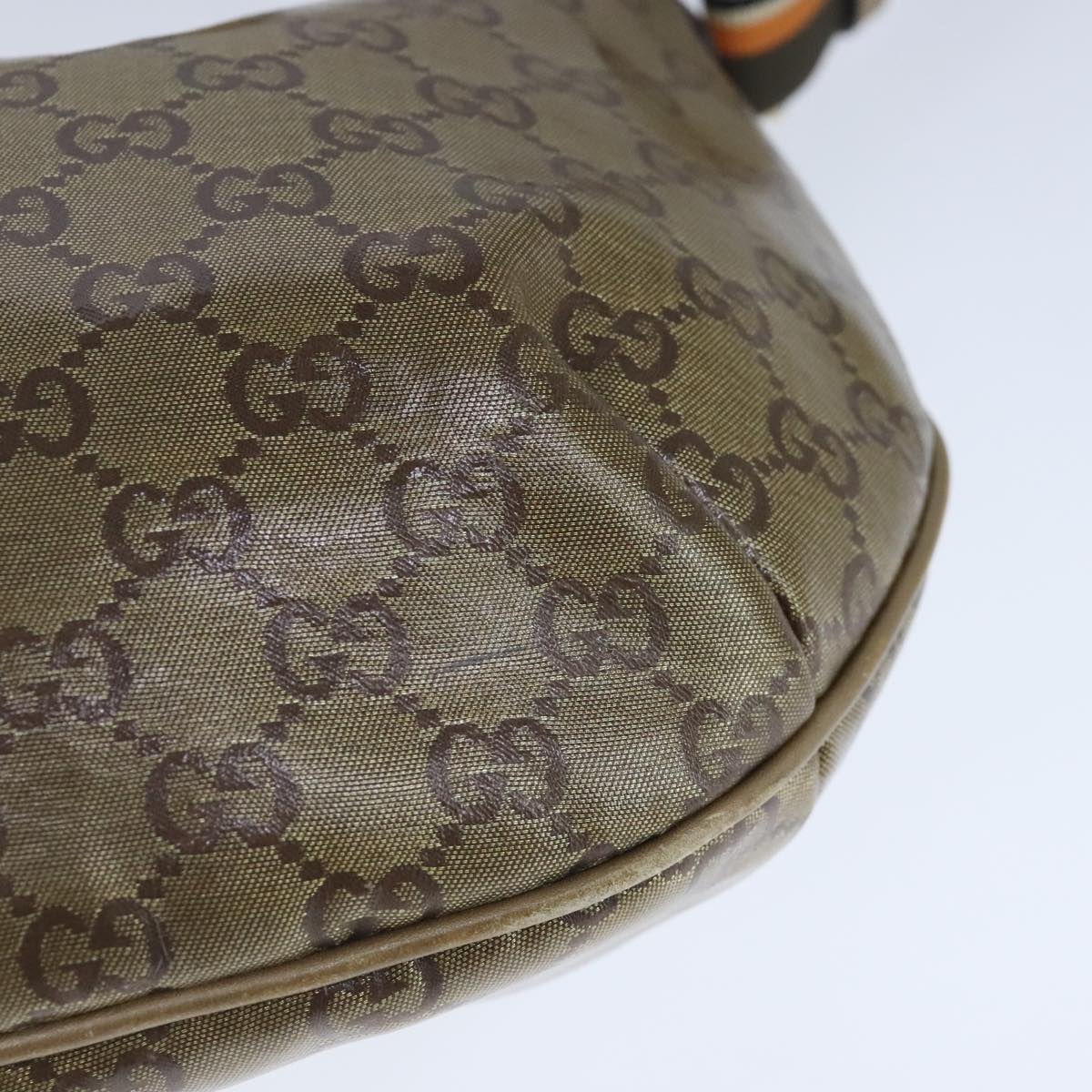 GUCCI GG Crystal Sherry Line Bag Coated Canvas Gold Tone 181092 ep6508