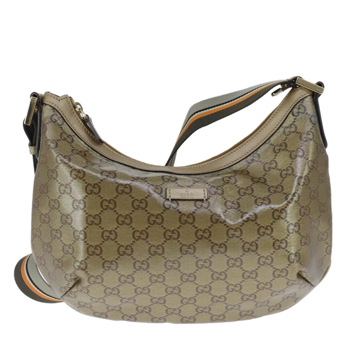 GUCCI GG Crystal Sherry Line Bag Coated Canvas Gold Tone 181092 ep6508