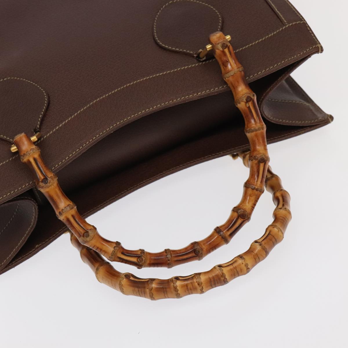GUCCI Bamboo Hand Bag Leather Brown Gold 002 1186 0260 ep6509