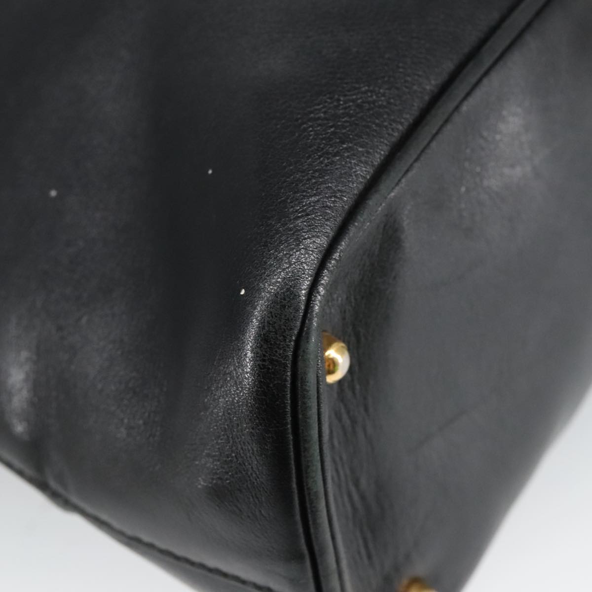 GUCCI Bamboo Hand Bag Leather Black Gold 000 1448 0289 ep6515