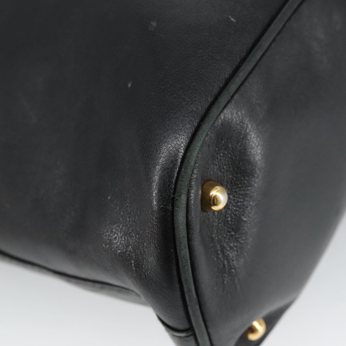 GUCCI Bamboo Hand Bag Leather Black Gold 000 1448 0289 ep6515