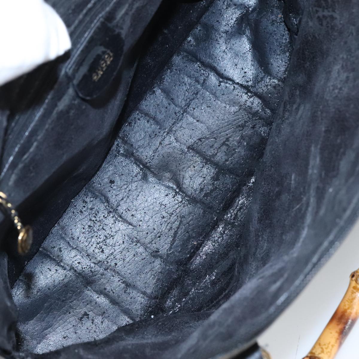 GUCCI Bamboo Hand Bag Leather Black Gold 000 1448 0289 ep6515