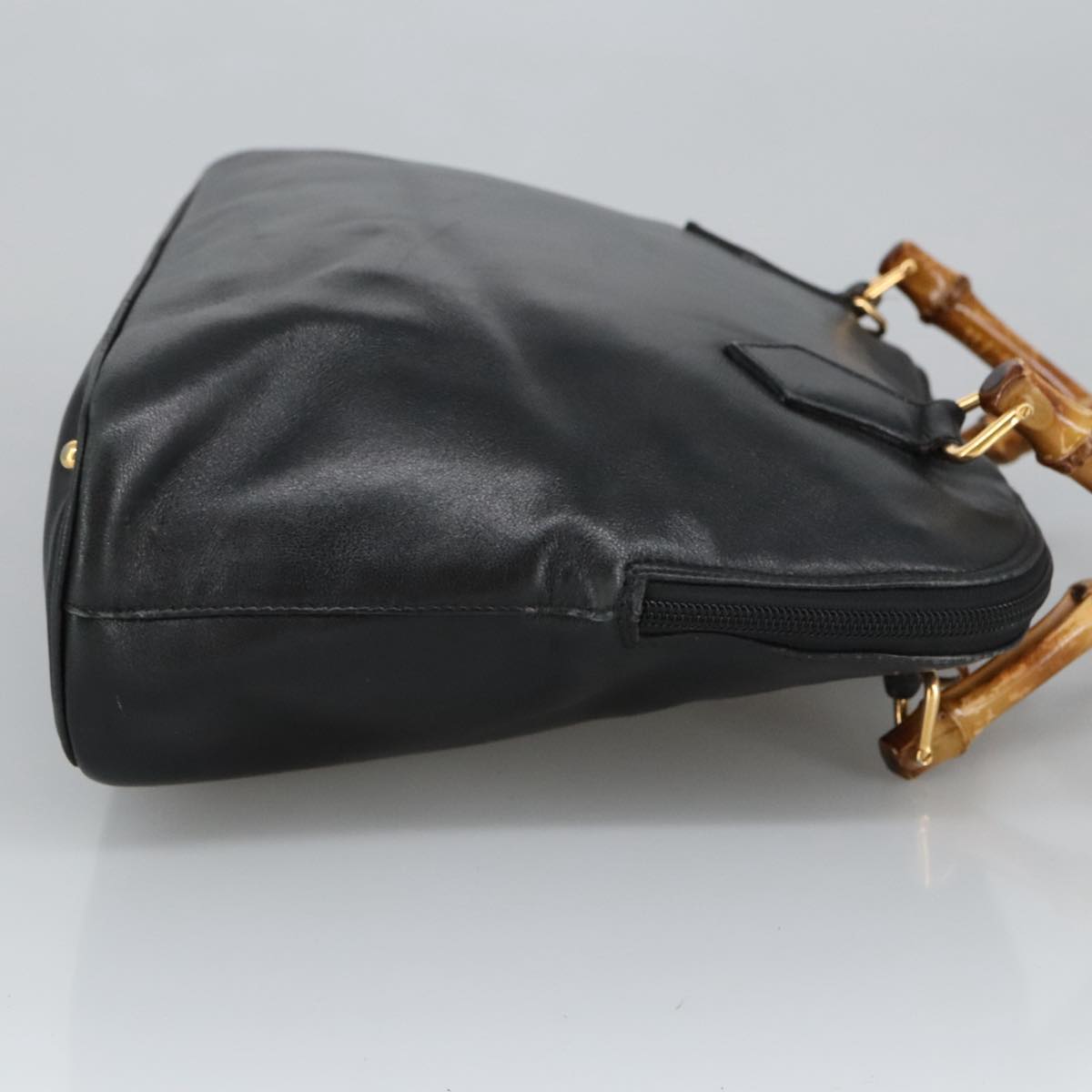 GUCCI Bamboo Hand Bag Leather Black Gold 000 1448 0289 ep6515