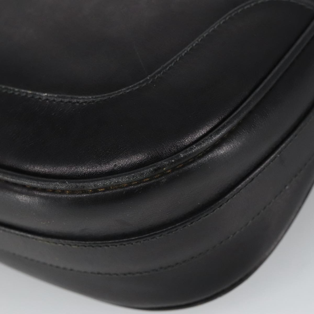 GUCCI Shoulder Bag Leather Black Gold ep6517