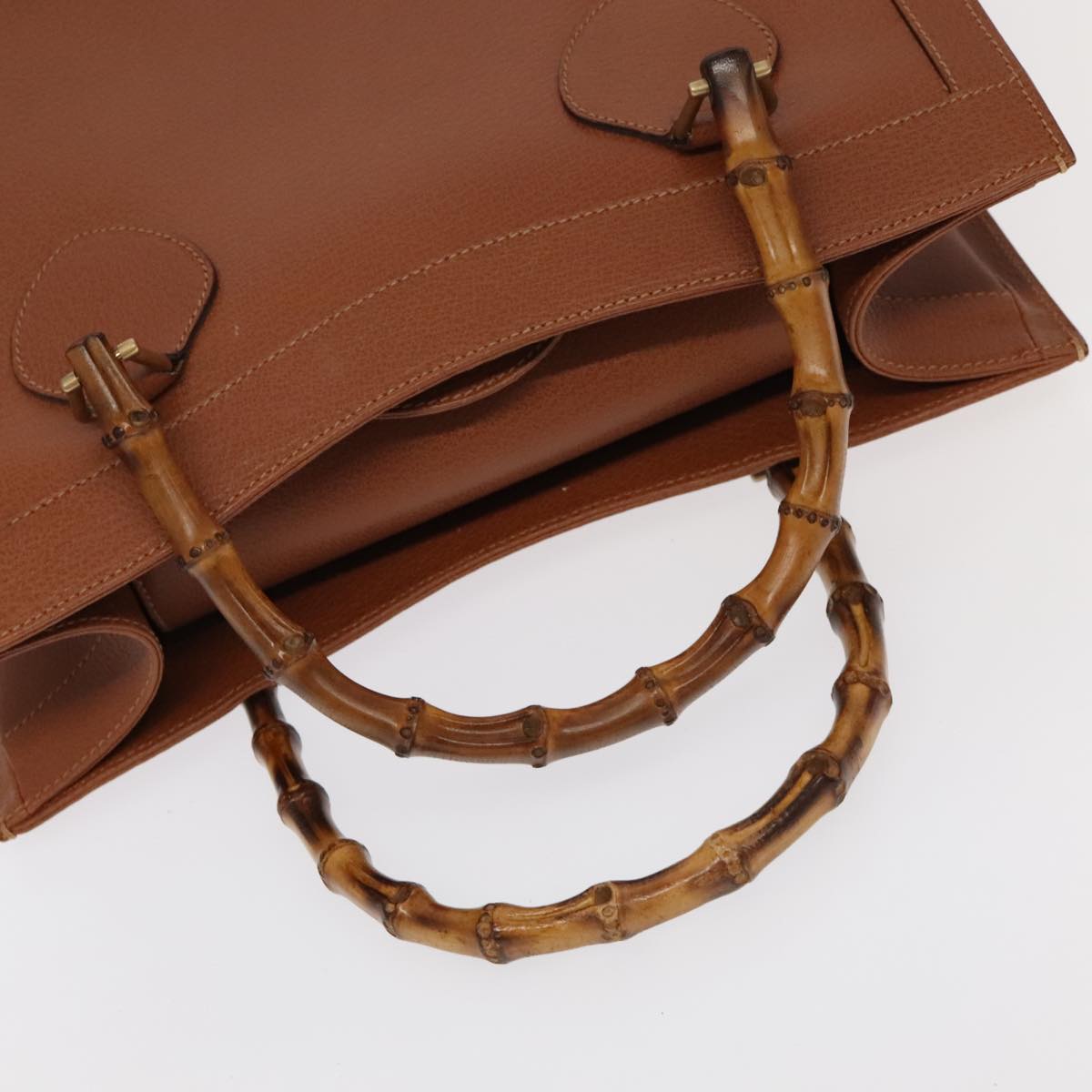 GUCCI Bamboo Hand Bag Leather Brown Gold 002 123 0260 ep6521