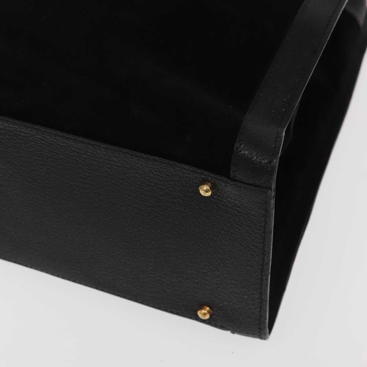 GUCCI Bamboo Hand Bag Suede Leather Gold Black 002 1095 0260 ep6538