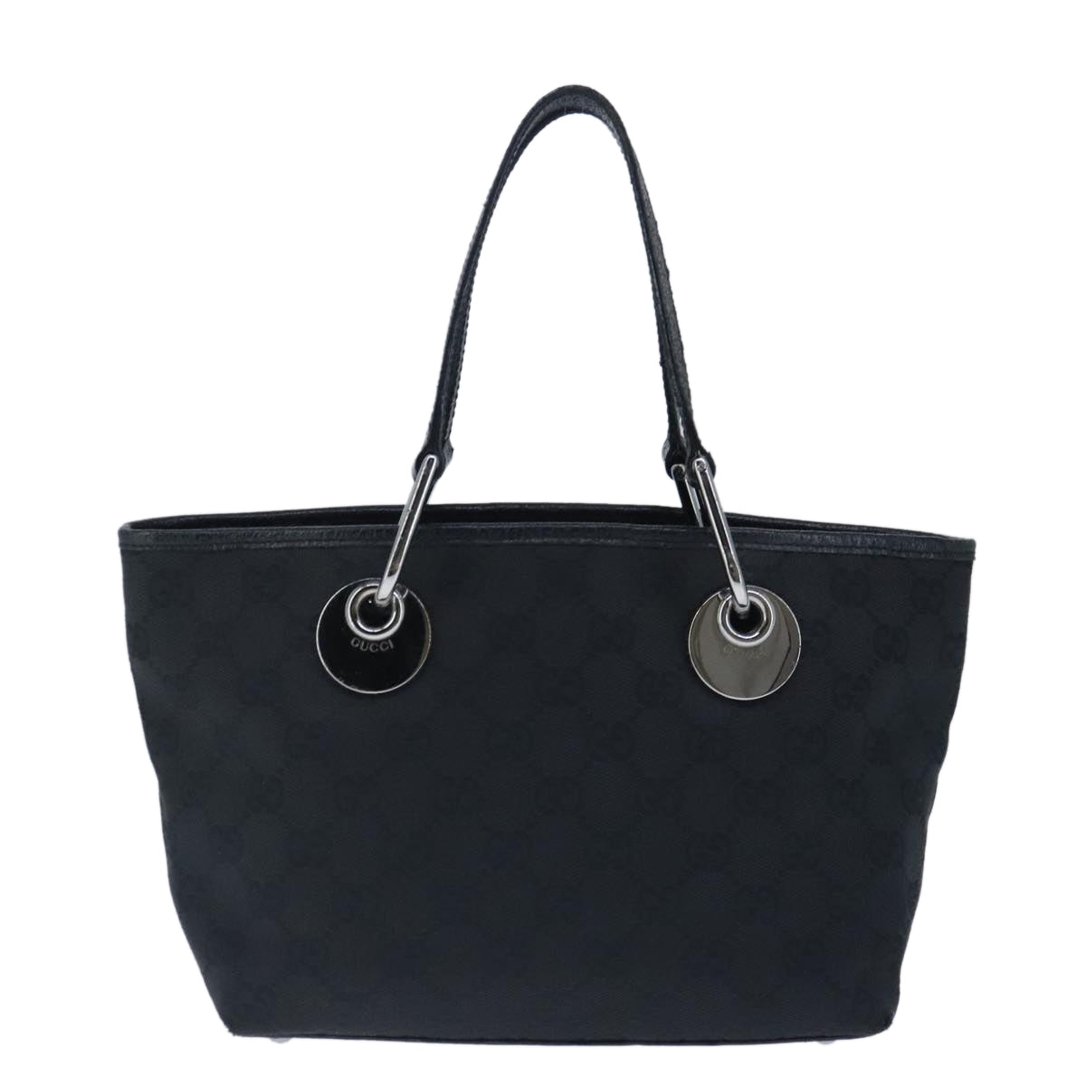 GUCCI GG Canvas Hand Bag Black Silver 120844 ep6544