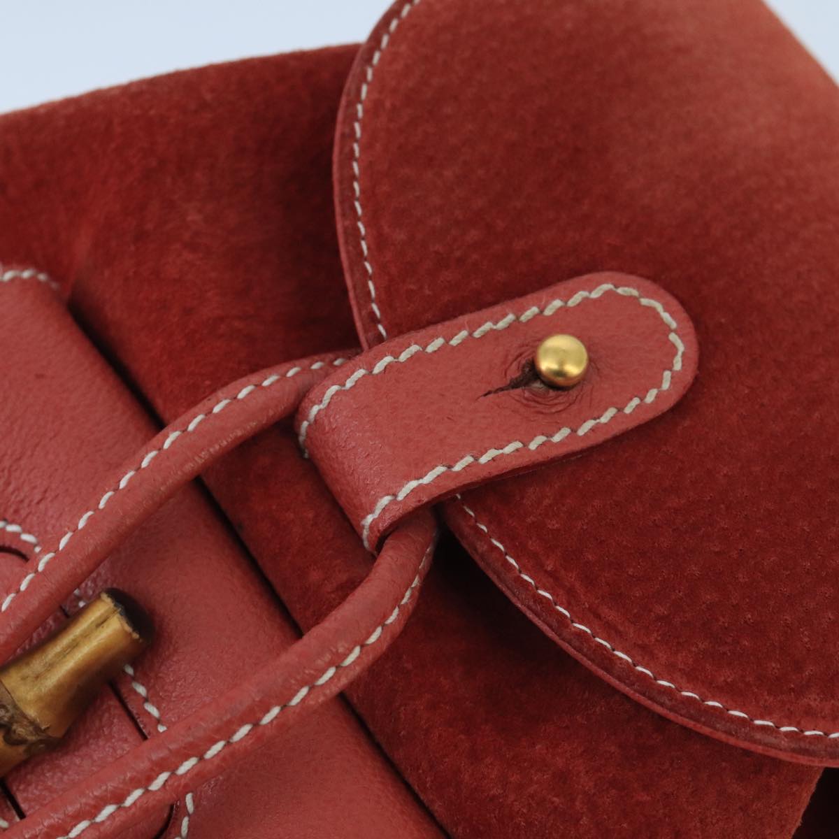 GUCCI Bamboo Backpack Suede Red Gold 003 2058 0030 ep6551