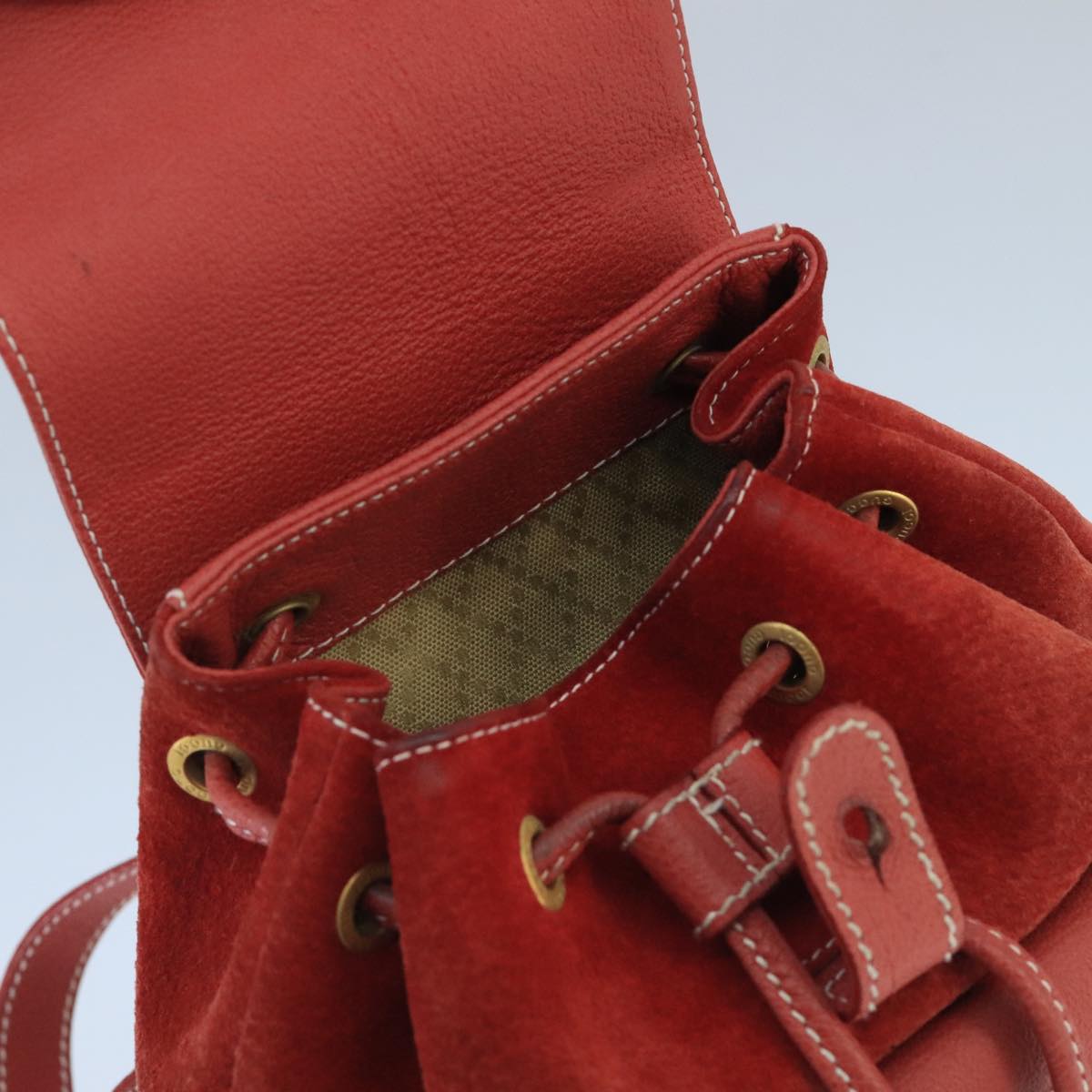 GUCCI Bamboo Backpack Suede Red Gold 003 2058 0030 ep6551