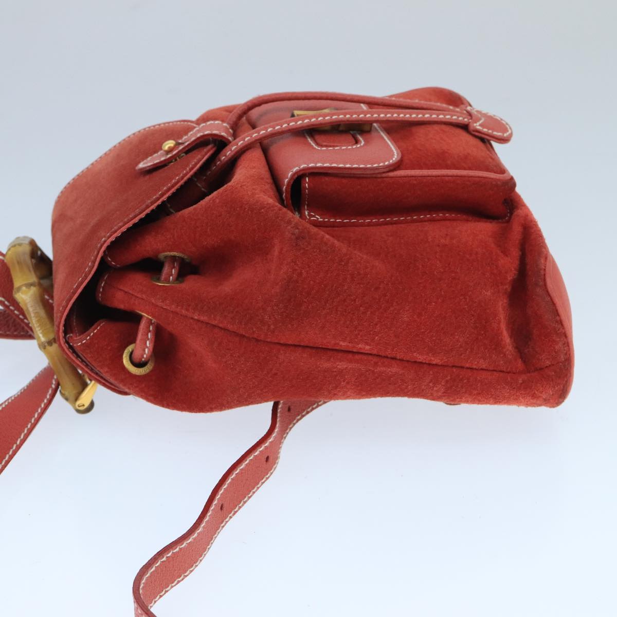GUCCI Bamboo Backpack Suede Red Gold 003 2058 0030 ep6551