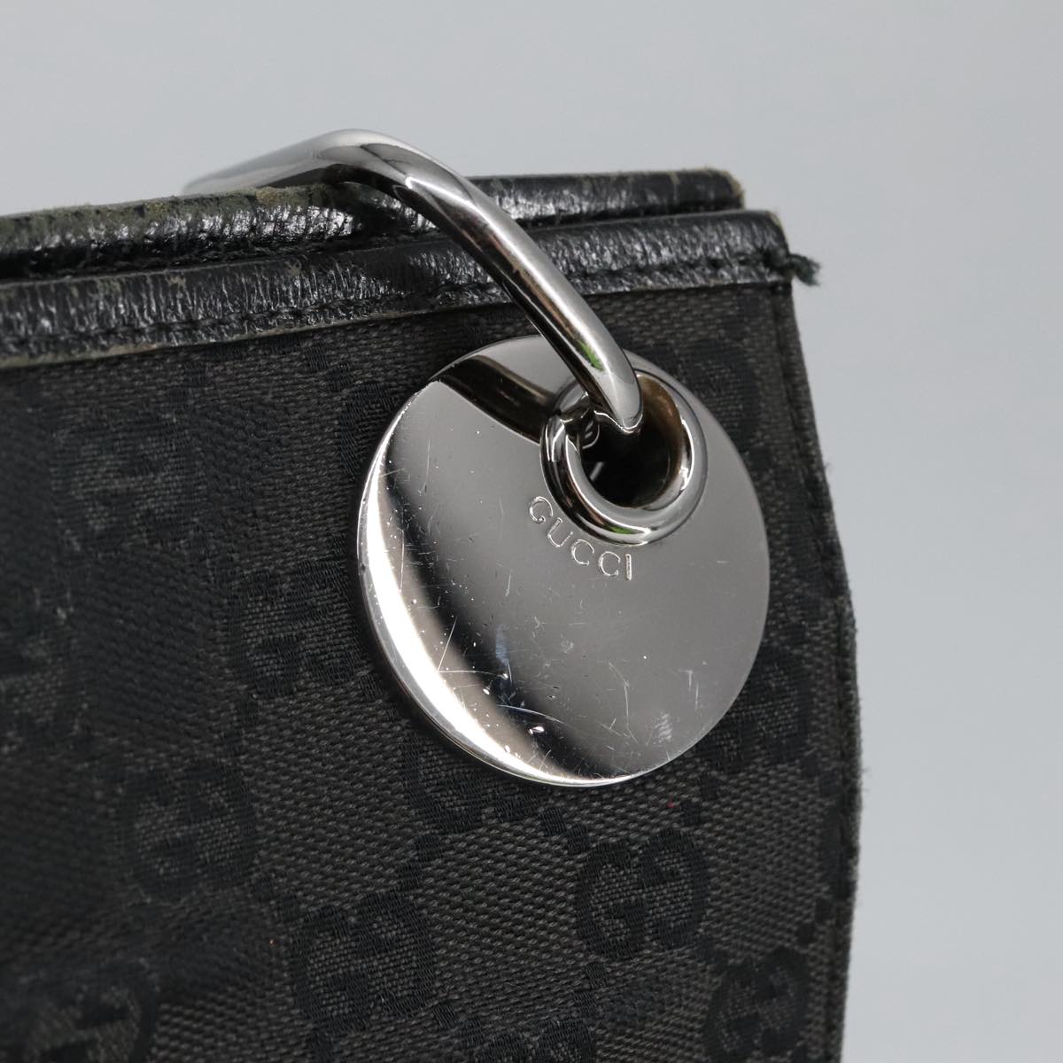 GUCCI GG Canvas Shoulder Bag Black Silver 120841 ep6562