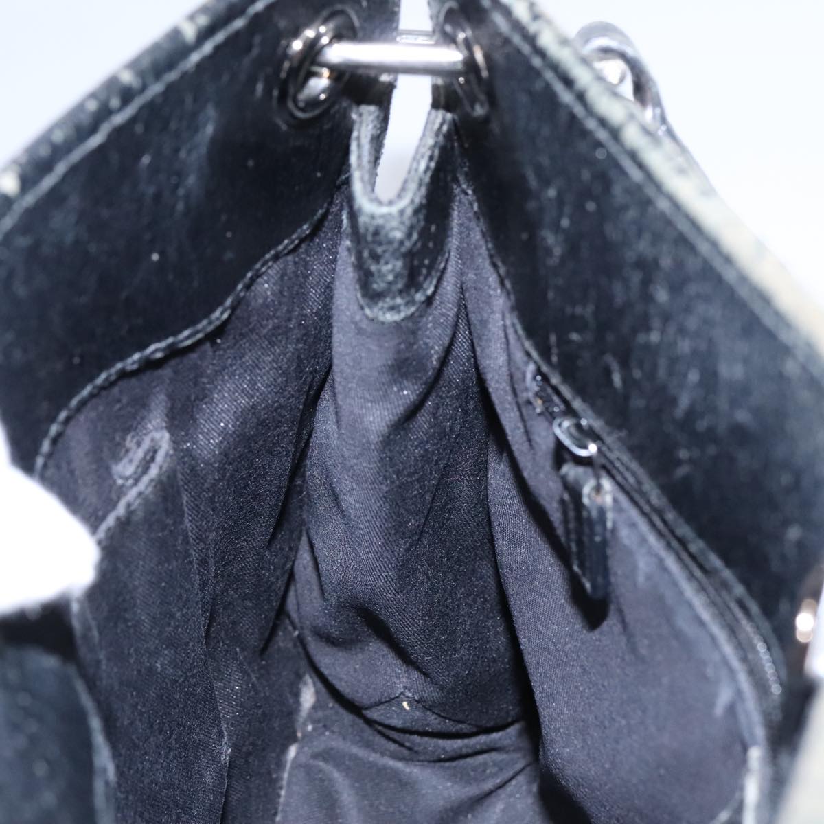 GUCCI GG Canvas Shoulder Bag Black Silver 120841 ep6562