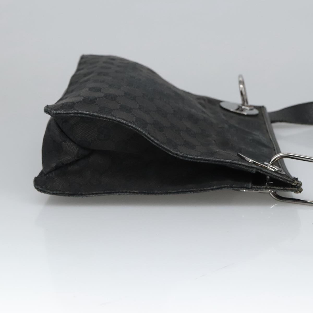 GUCCI GG Canvas Shoulder Bag Black Silver 120841 ep6562