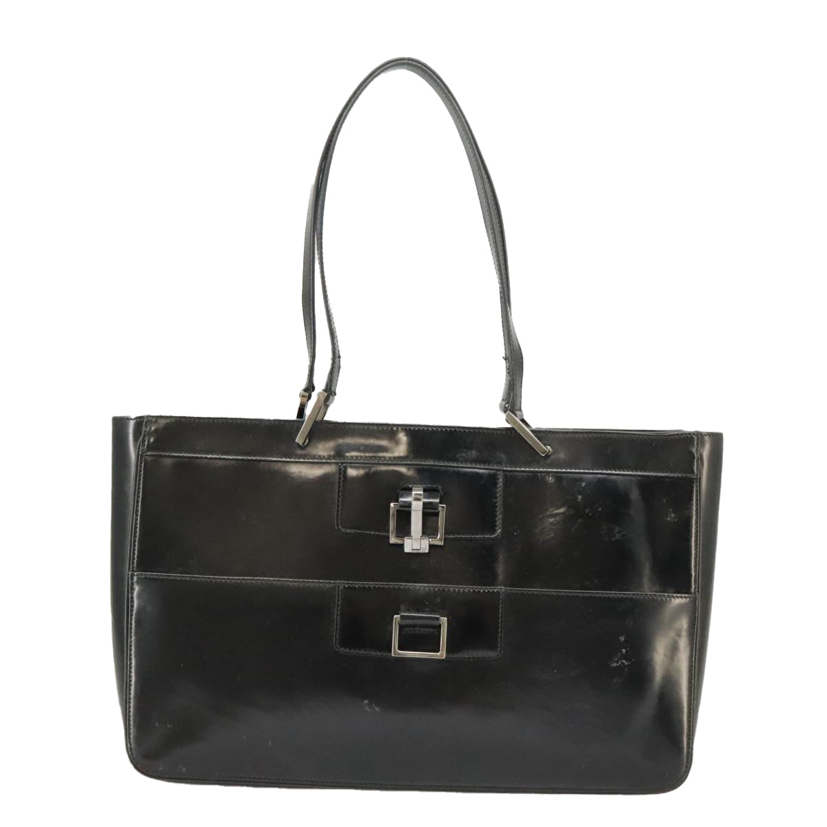 GUCCI Tote Bag Patent leather Black Silver 002 1133 ep6570
