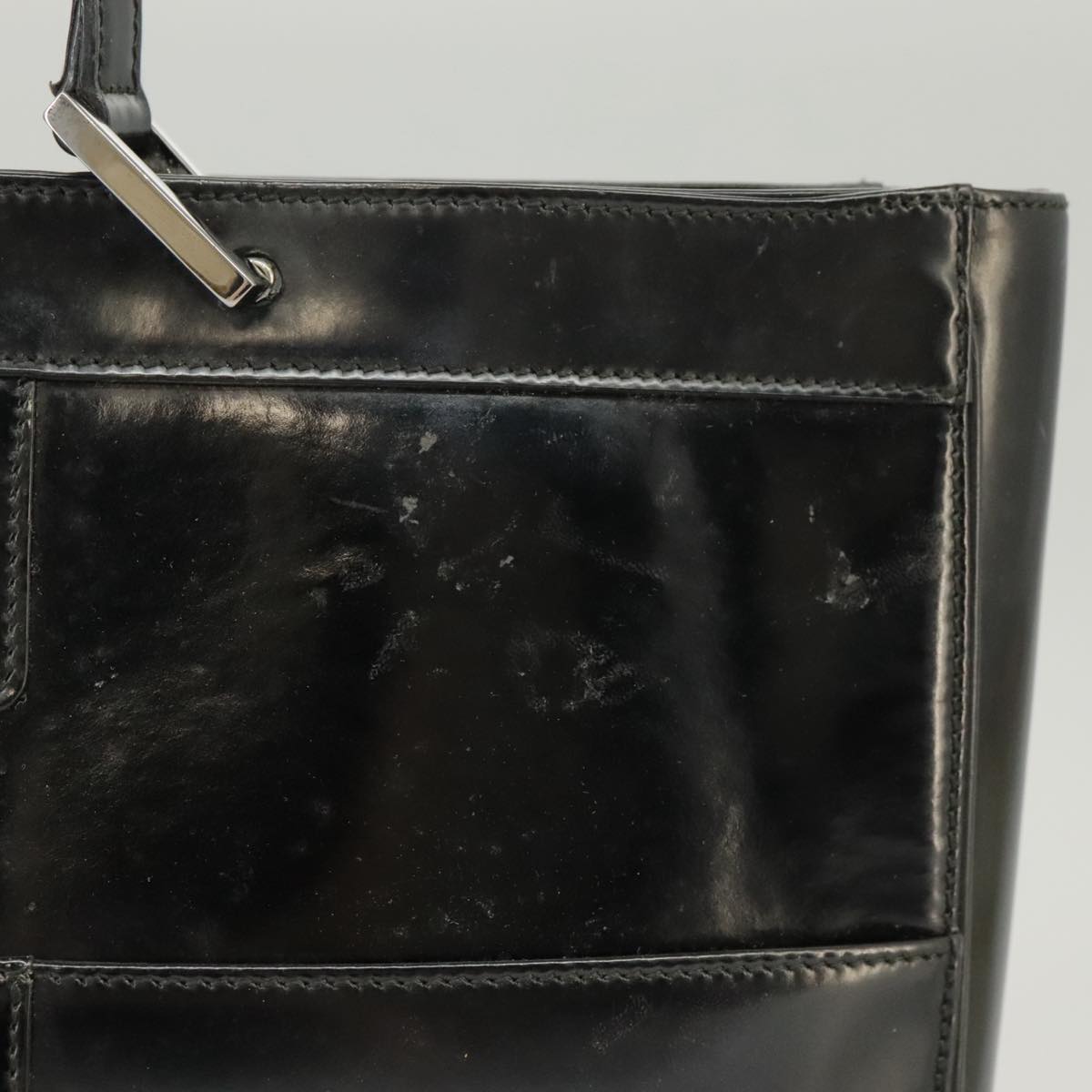 GUCCI Tote Bag Patent leather Black Silver 002 1133 ep6570