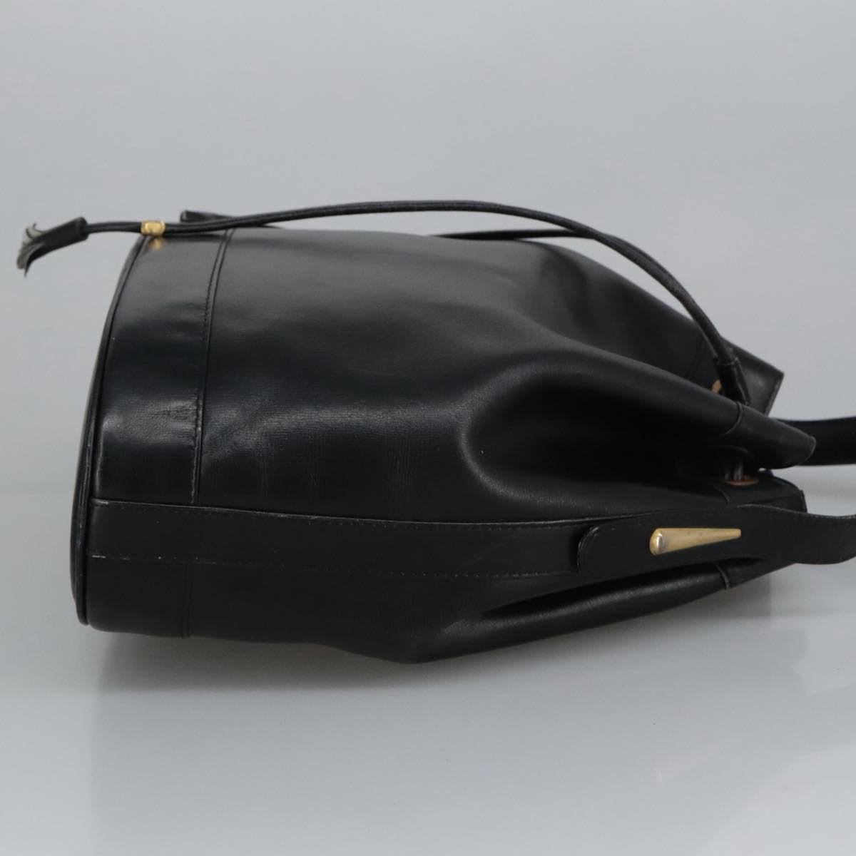 GUCCI Shoulder Bag Leather Black Gold ep6571