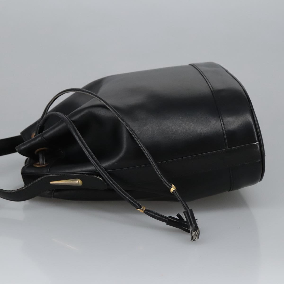 GUCCI Shoulder Bag Leather Black Gold ep6571