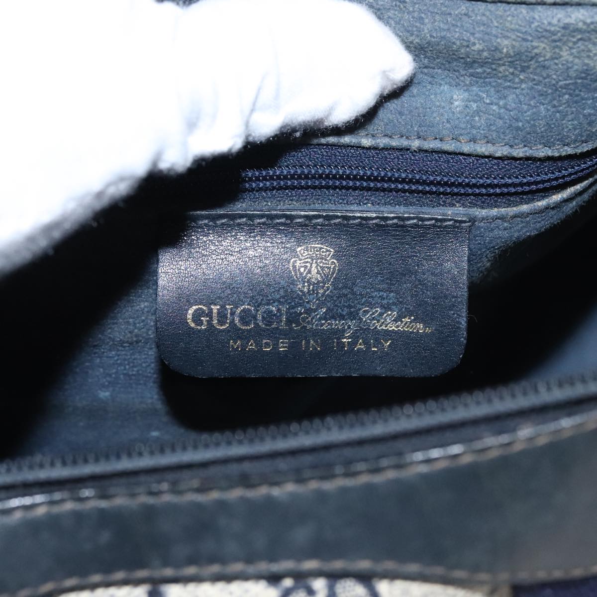 GUCCI GG Supreme Sherry Line Shoulder Bag PVC Navy Red 10 2 3840 ep6578