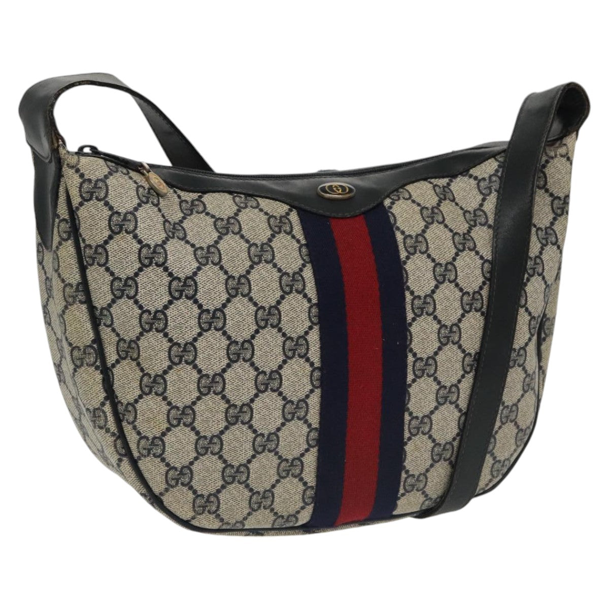 GUCCI GG Supreme Sherry Line Shoulder Bag PVC Navy Red 10 2 3840 ep6578