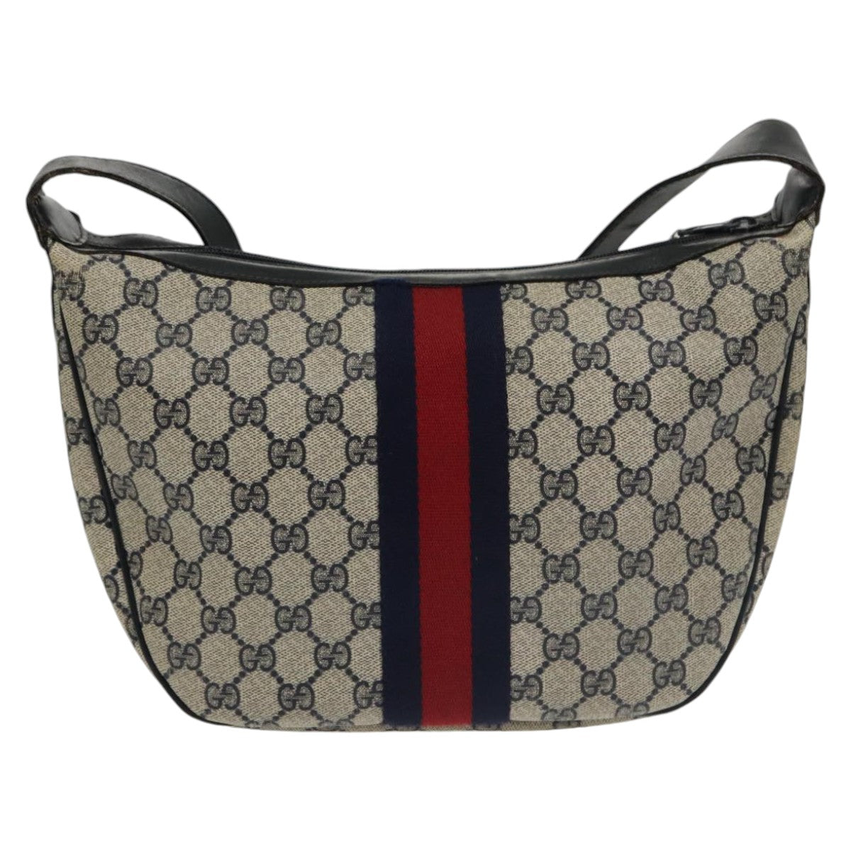 GUCCI GG Supreme Sherry Line Shoulder Bag PVC Navy Red 10 2 3840 ep6578