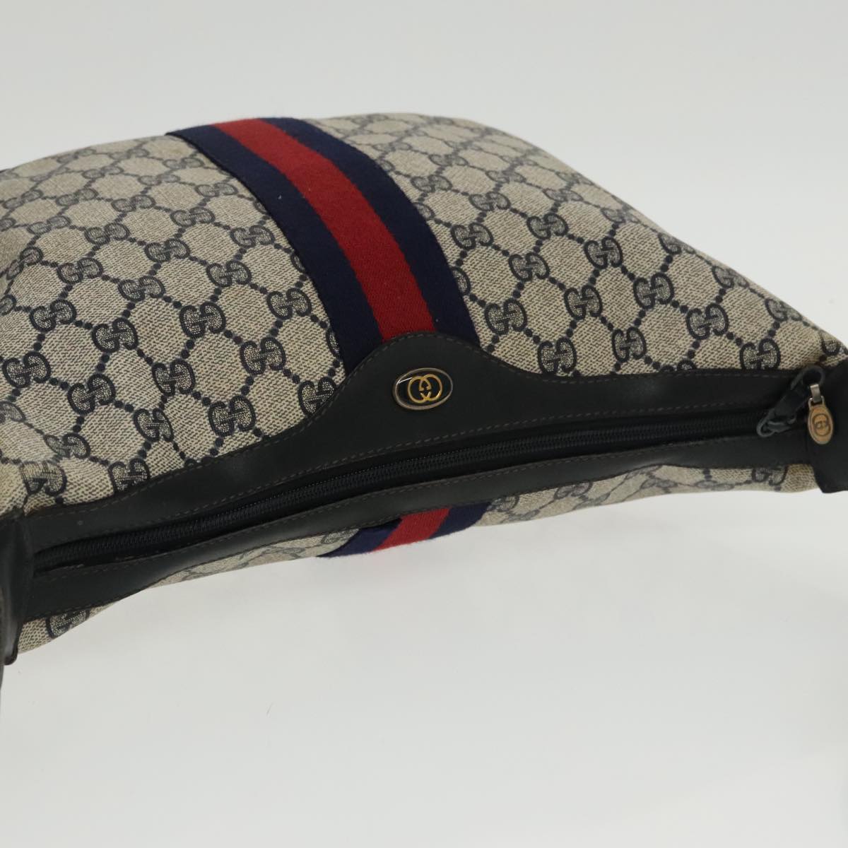 GUCCI GG Supreme Sherry Line Shoulder Bag PVC Navy Red 10 2 3840 ep6578