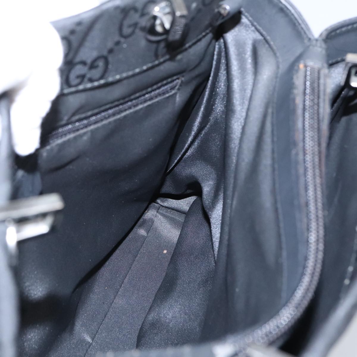 GUCCI Bamboo GG Canvas Hand Bag Nylon Black Silver 002 1016 2123 ep6579