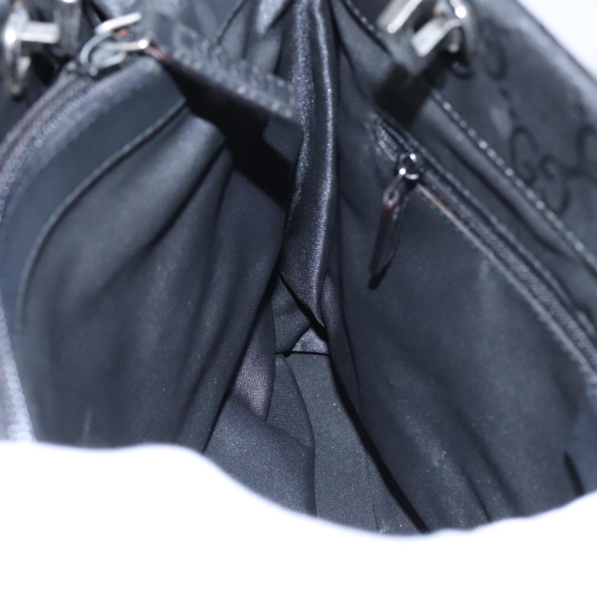 GUCCI Bamboo GG Canvas Hand Bag Nylon Black Silver 002 1016 2123 ep6579