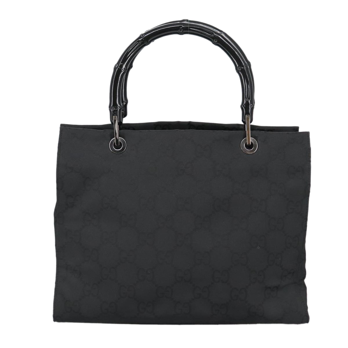 GUCCI Bamboo GG Canvas Hand Bag Nylon Black Silver 002 1016 2123 ep6579