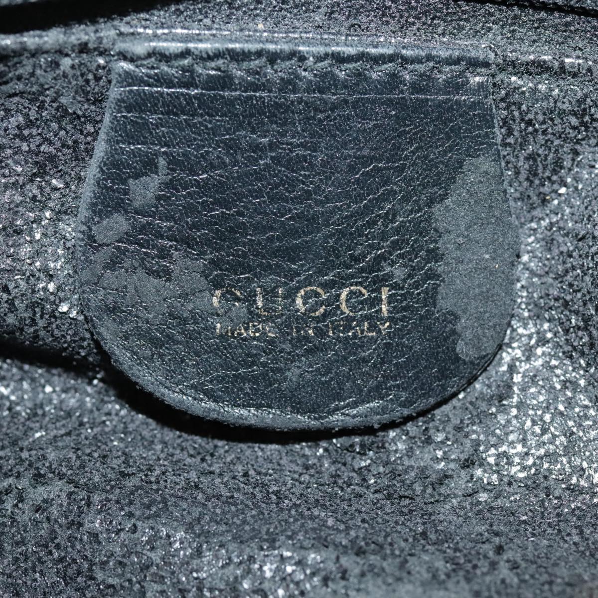GUCCI Bamboo Hand Bag Suede Leather 2way Black Gold 001 3444 1638 ep6584