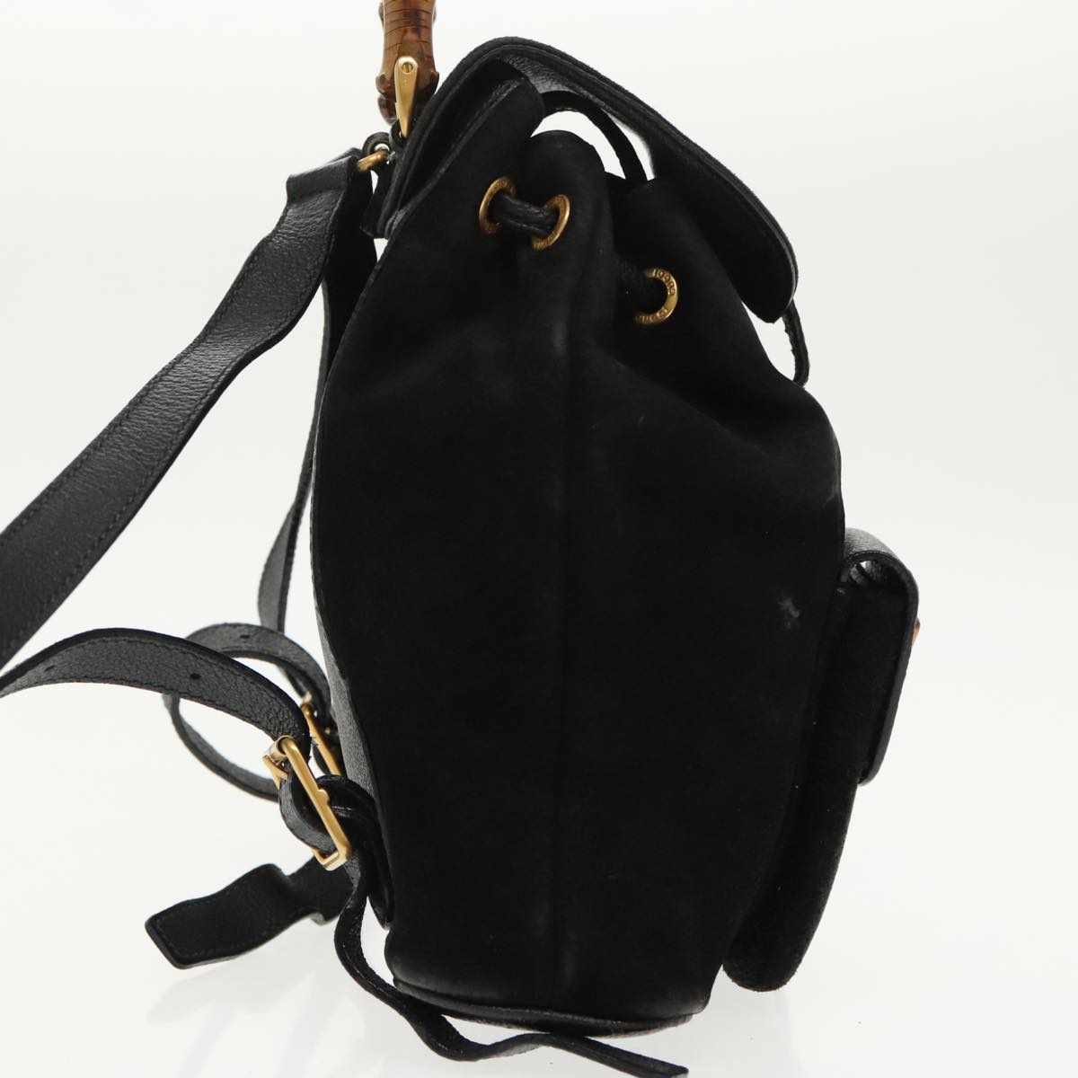 GUCCI Bamboo Backpack Suede Black Gold 003 1705 0030 ep6590