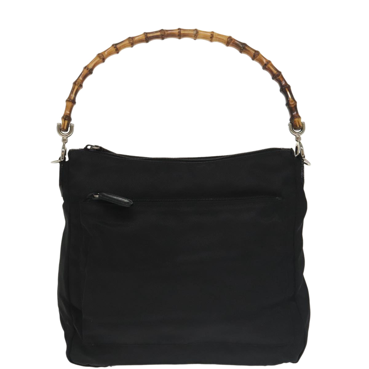 GUCCI Bamboo Hand Bag Nylon 2way Black Silver 000 2058 0509 5 ep6601