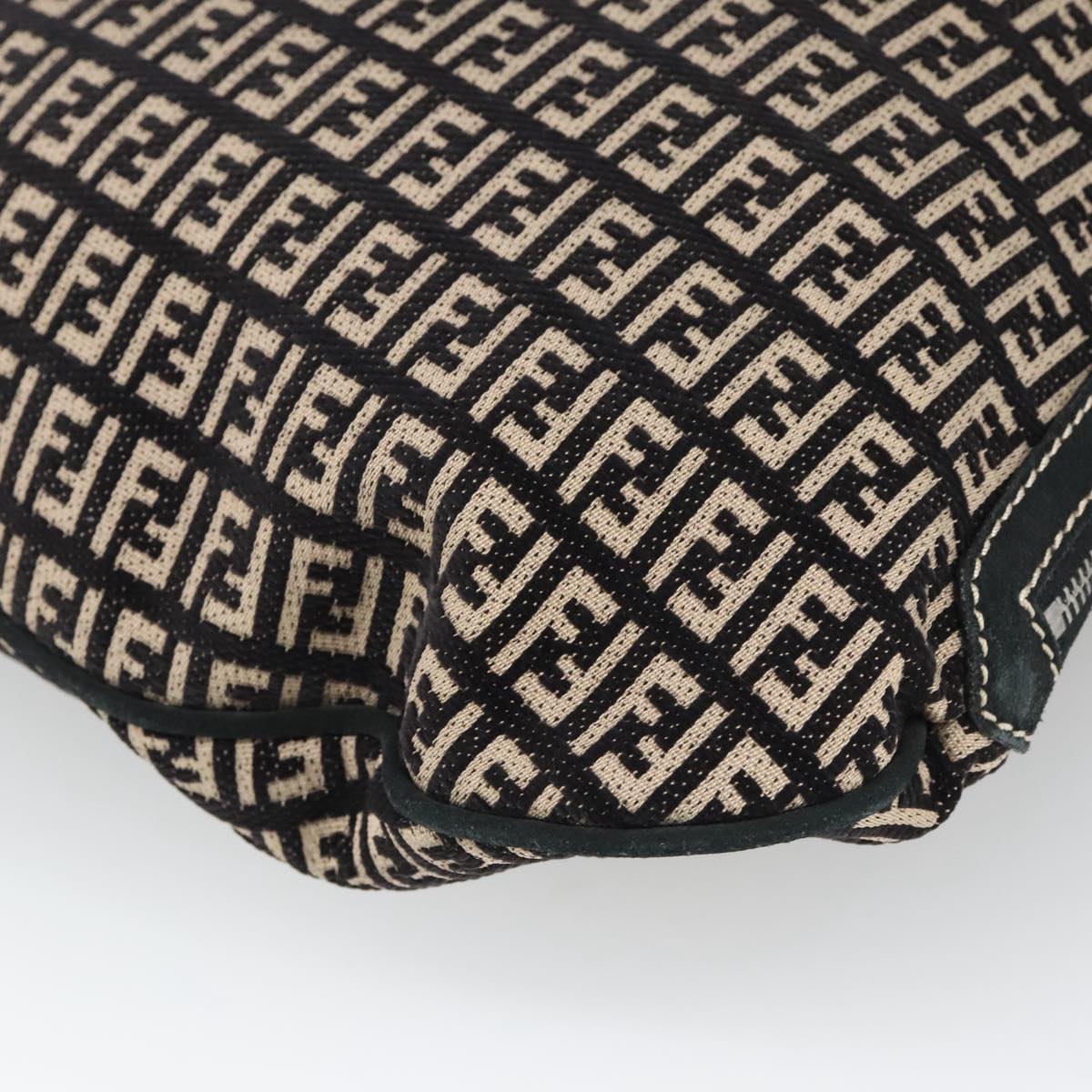 FENDI Zucchino Canvas Shoulder Bag Black ep6606