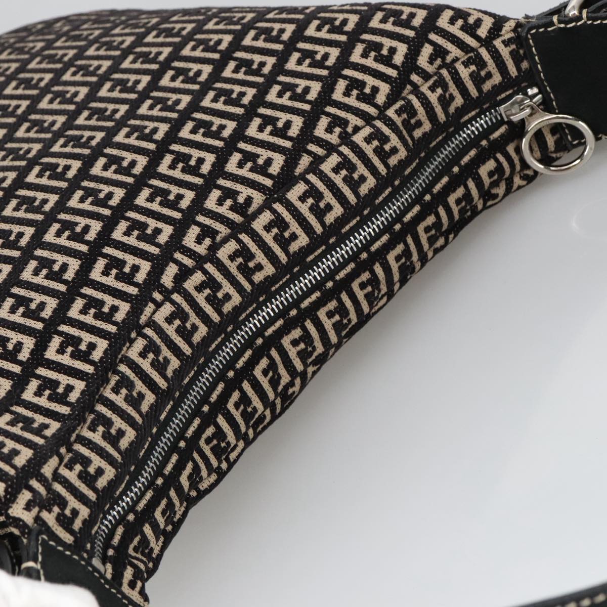 FENDI Zucchino Canvas Shoulder Bag Black ep6606