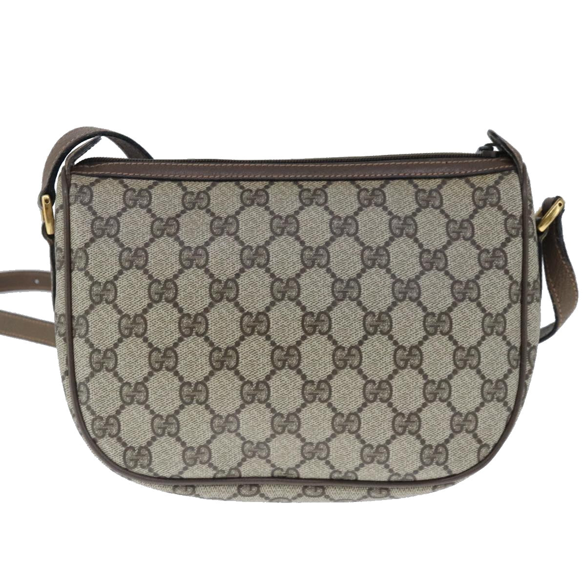 GUCCI GG Supreme Web Sherry Line Shoulder Bag PVC Leather Beige ep6616