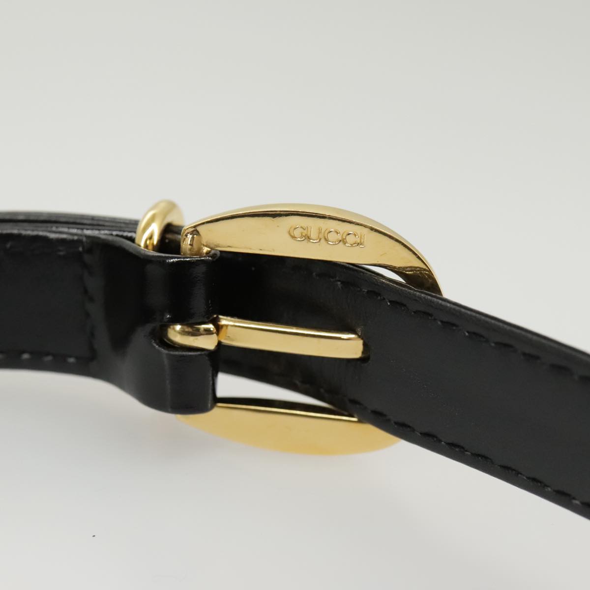 GUCCI Shoulder Bag Patent leather Black Gold ep6618