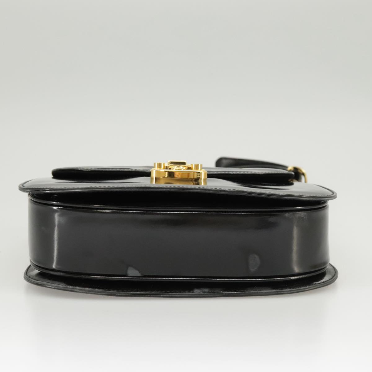 GUCCI Shoulder Bag Patent leather Black Gold ep6618