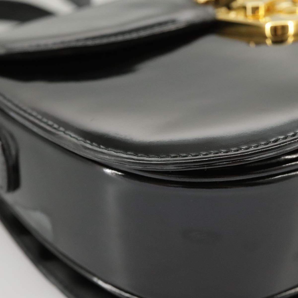 GUCCI Shoulder Bag Patent leather Black Gold ep6618
