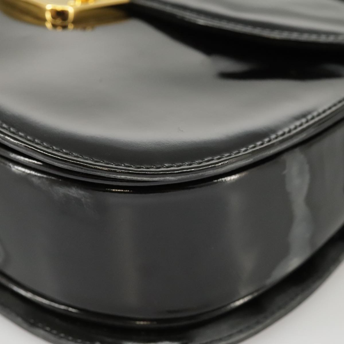 GUCCI Shoulder Bag Patent leather Black Gold ep6618